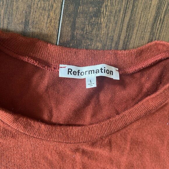 Reformation Long Sleeve Mini Dress Burnt Orange Women’s Large Fall - Picture 5 of 8